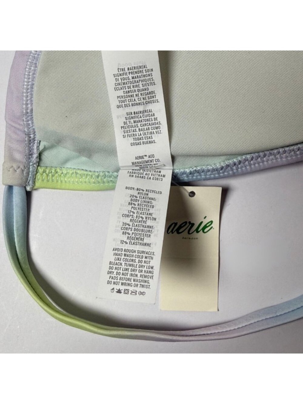 NWT Aerie Real Good Triangle Bikini Top Large Gradient Pastel Rainbow - Picture 5 of 7